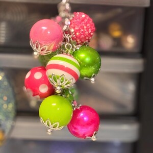 Gorgeous Chunky purse charm in various shades of Lime Green and Hot Pink. I call it Cherry Limeade! Would even look cute on book bag. image 4
