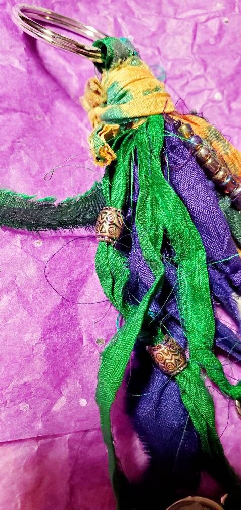 Gorgeous Boho Sari Silk Keychain/Purse tassel/ bookbag charm/ | Etsy