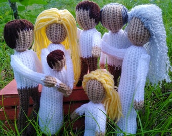 Loom Knitting Family PATTERN inspiré de Willow Tree - Doll Toy 6 PATTERNS - Téléchargement instantané, Modèle PDF