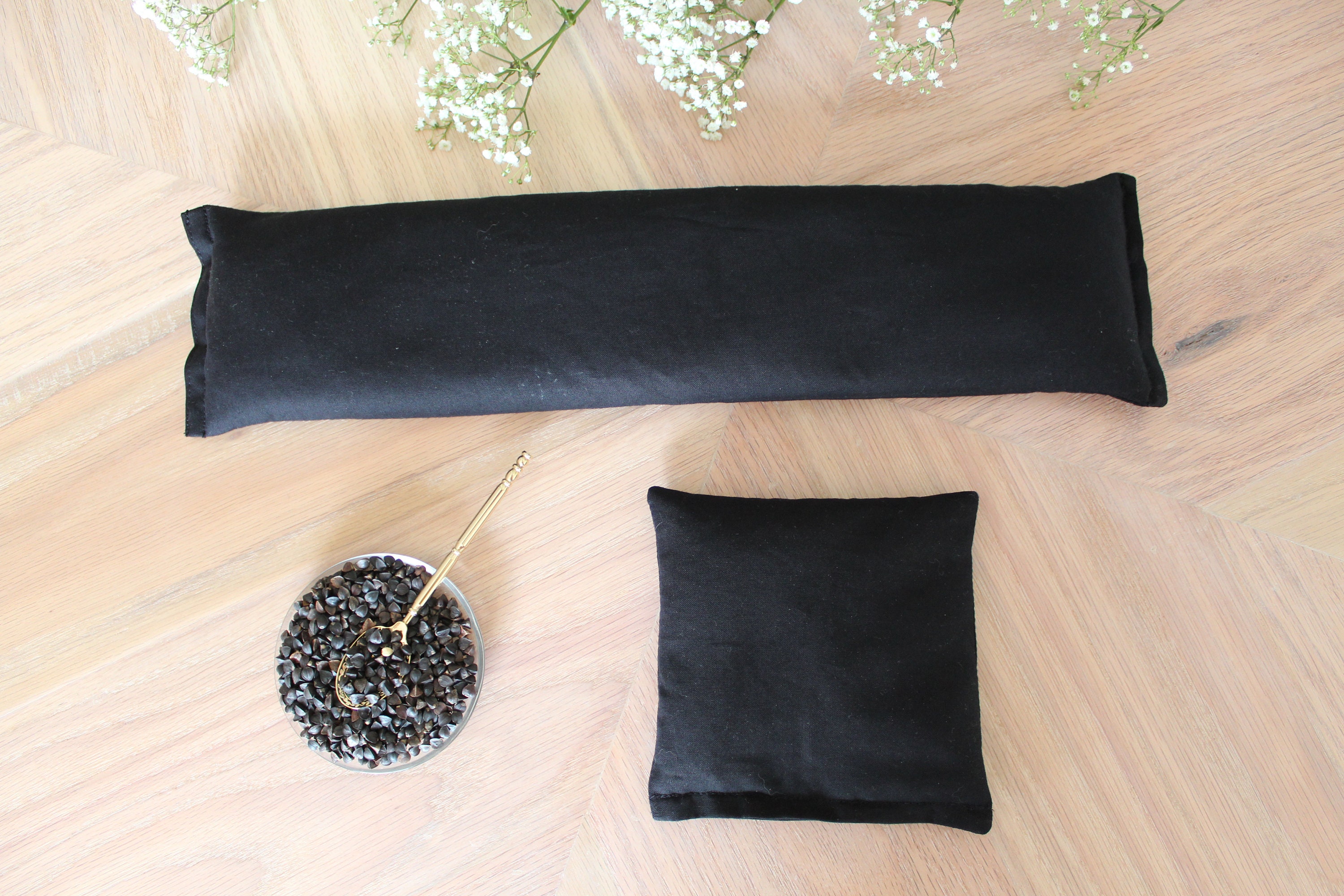 Black Therapeutic Buckwheat Heating Pad Etsy