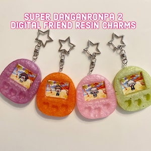 Super Danganronpa 2 Handmade Keychains, Resin Digital Pet Keychains, Danganronpa Charms, Mikan, Chiaki, Hajime, Nagito