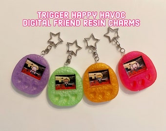 Danganronpa Trigger Happy Havoc Handmade Keychains, Resin Digital Pet Keychains, Danganronpa Charms, Junko, Byakuya, Makoto, Kyoko