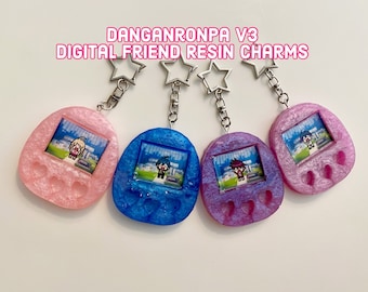 Danganronpa V3 Handmade Keychains, Resin Digital Pet Keychains, Danganronpa Charms, Kaede, Shuichi, Kokichi, Kaito