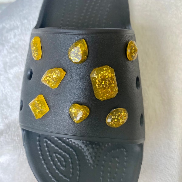 Yellow Topaz Glitter Crystal Gem Gemstone Shoe Clog Charms