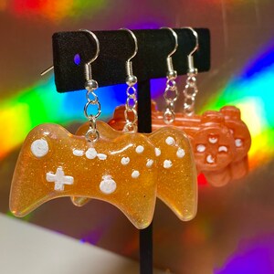 Orange You a Gamer? Handmade Resin Game Controller Earrings, Gamer Girl Earrings, Kidcore Earrings