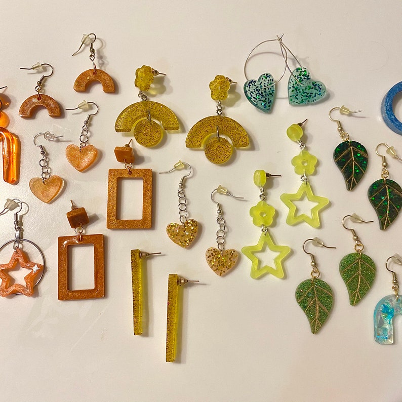 Rainbow Glitter Resin Earrings MYSTERY BOX Fun Earrings Cute Earrings Quirky Earrings Retro InspiredEarrings Kawaii Earrings