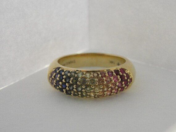 14k Yellow Gold Multi-Color Sapphire Band - image 1