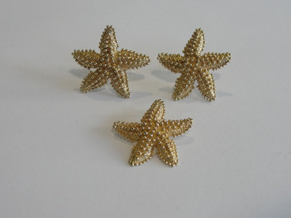Goldtone Starfish Earrings and Pendant