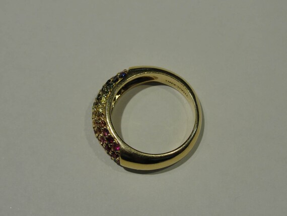 14k Yellow Gold Multi-Color Sapphire Band - image 5