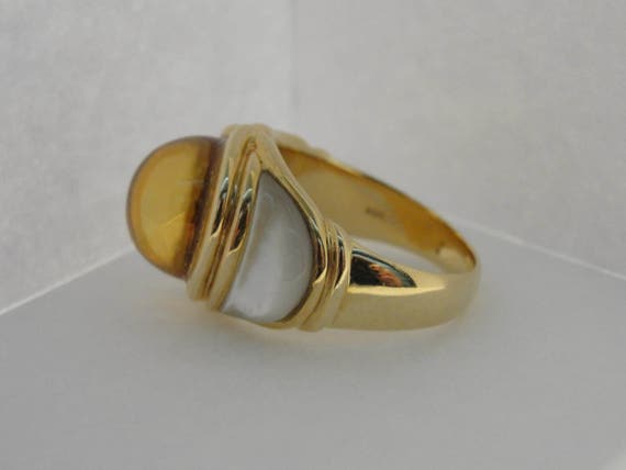 Vintage Ladies 14K Yellow Gold Citrine and Mother… - image 3