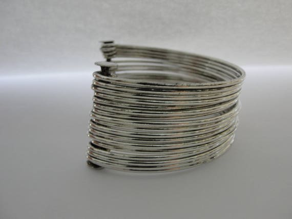 Vintage Sterling Silver Multistrand Wide Cuff Bra… - image 2