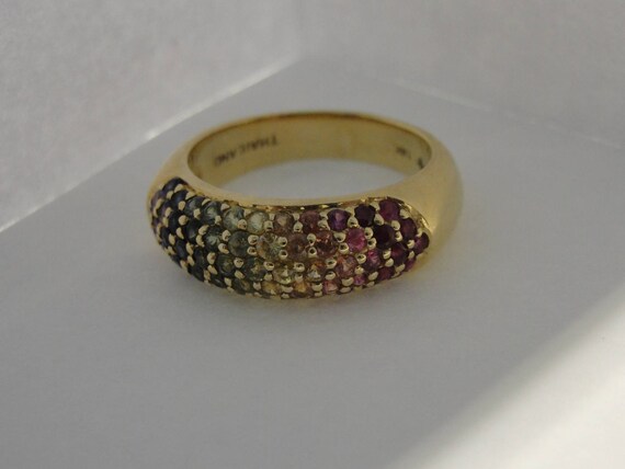 14k Yellow Gold Multi-Color Sapphire Band - image 2