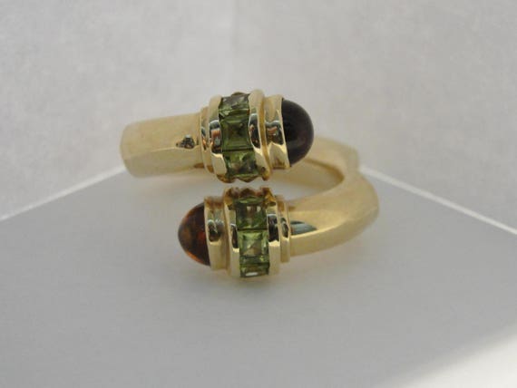 Vintage 14k Yellow Gold Citrine and Peridot Bypas… - image 2