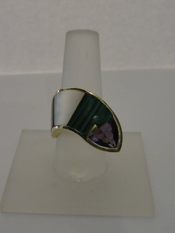 Vintage 14k Yellow Gold Abstract Multistone Ring