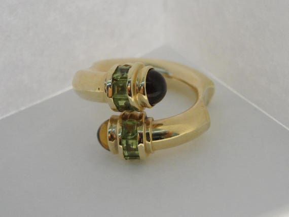 Vintage 14k Yellow Gold Citrine and Peridot Bypas… - image 1