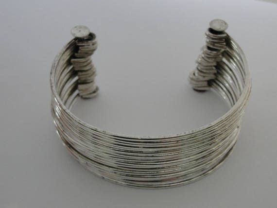 Vintage Sterling Silver Multistrand Wide Cuff Bra… - image 5