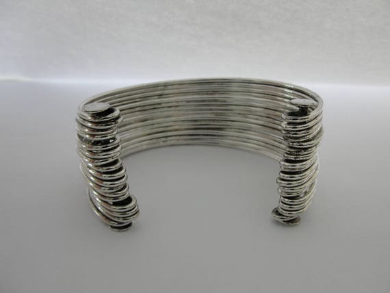 Vintage Sterling Silver Multistrand Wide Cuff Bra… - image 3