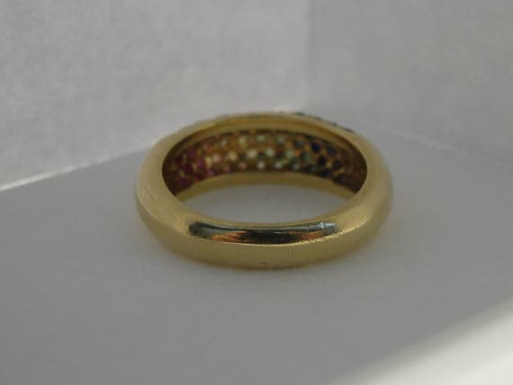 14k Yellow Gold Multi-Color Sapphire Band - image 4