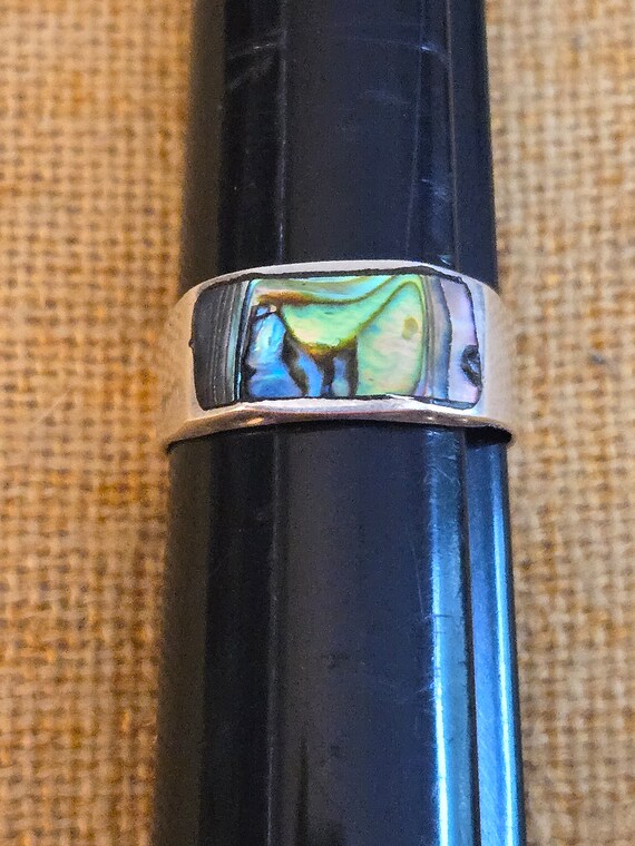 Vintage Sterling and Abalone Ring
