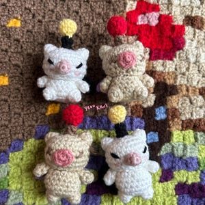 Moogle FF Plush Crochet Amigurumi Kupo Mog Accessory Bag Charm Gamer gift FFXIV FFX