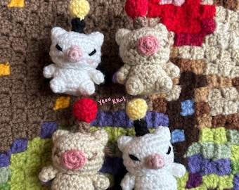 Moogle FF Peluche Crochet Amigurumi Kupo Mog Accesorio Bolso Charm Regalo Gamer FFXIV FFX
