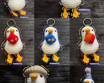 Seagull Crochet Plush Amigurumi doll Bird Crochet Earth day Custom Backpack keychain