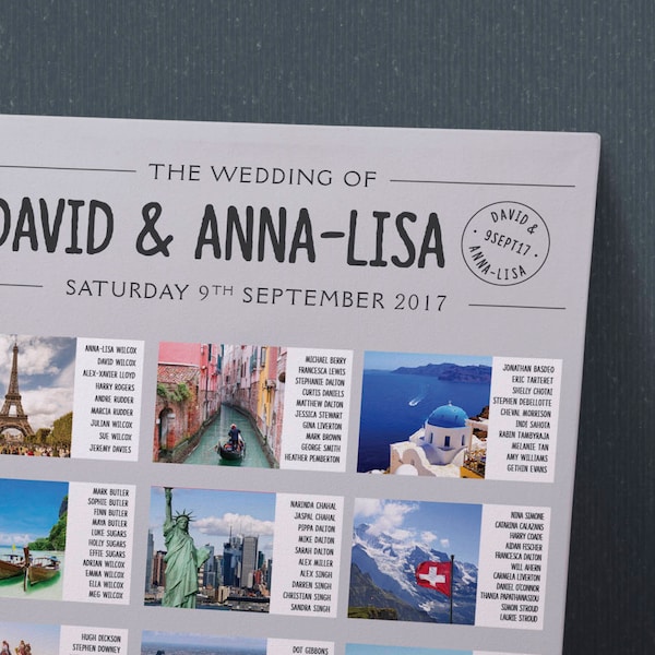 Travel themed Wedding table plan