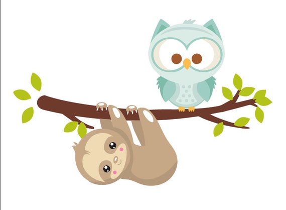 Download Free Sleepy Sloth And Owl Svg Etsy SVG DXF Cut File