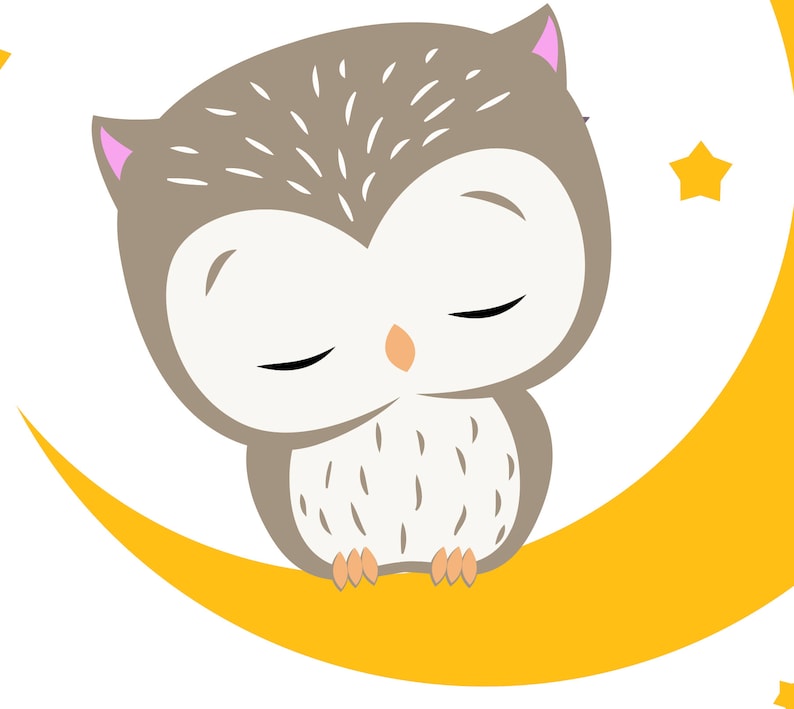Download Cute baby owl svg/owl on the moon/goodnight owl/owl nursery | Etsy