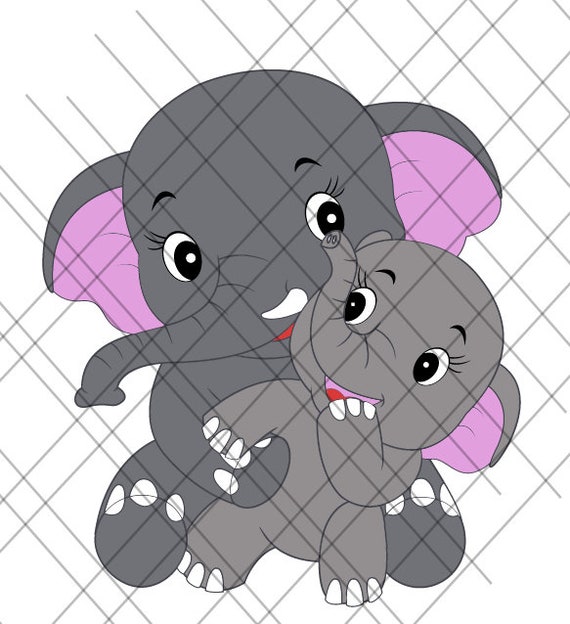 Download Cute Elephant Svg Mom And Baby Elephant Cute Baby Elephant Etsy