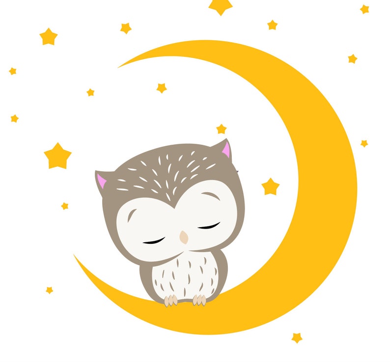 Cute baby owl svg/owl on the moon/goodnight owl/owl nursery Etsy