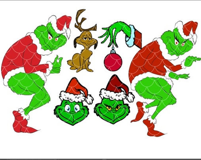 Grinch Stealing Lights svg Dxf Png Eps Pdf Cricut Silhouette Craft