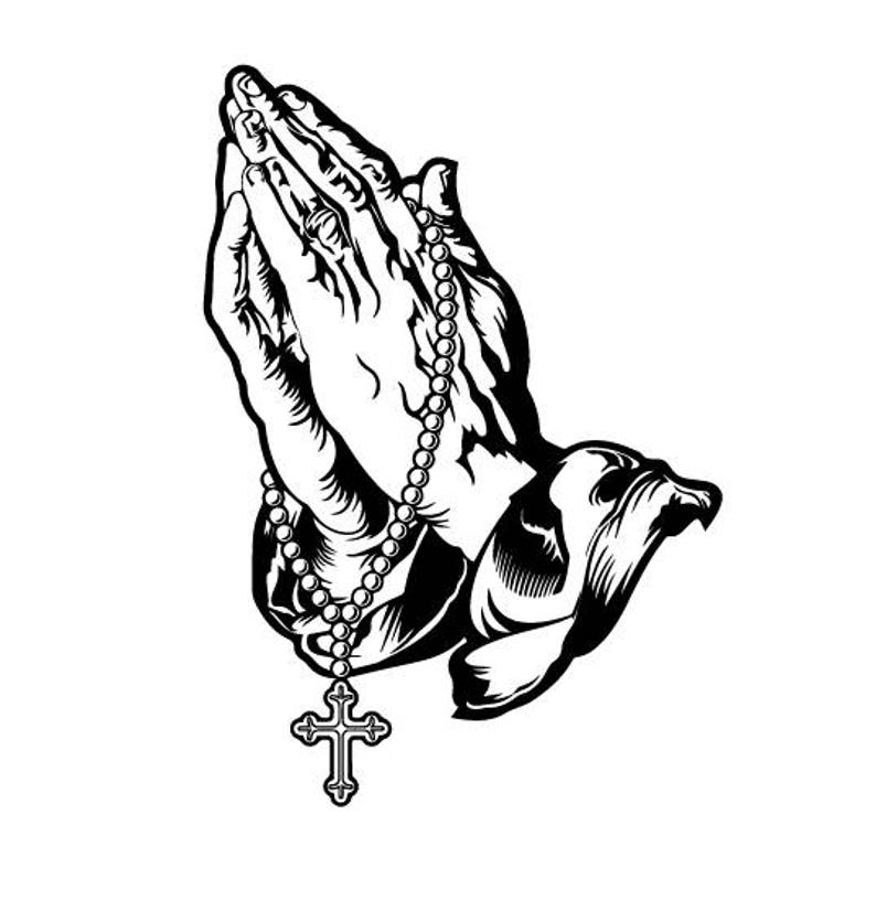 Praying Hands With Rosary Beads and Cross Svg/praying Hands - Etsy