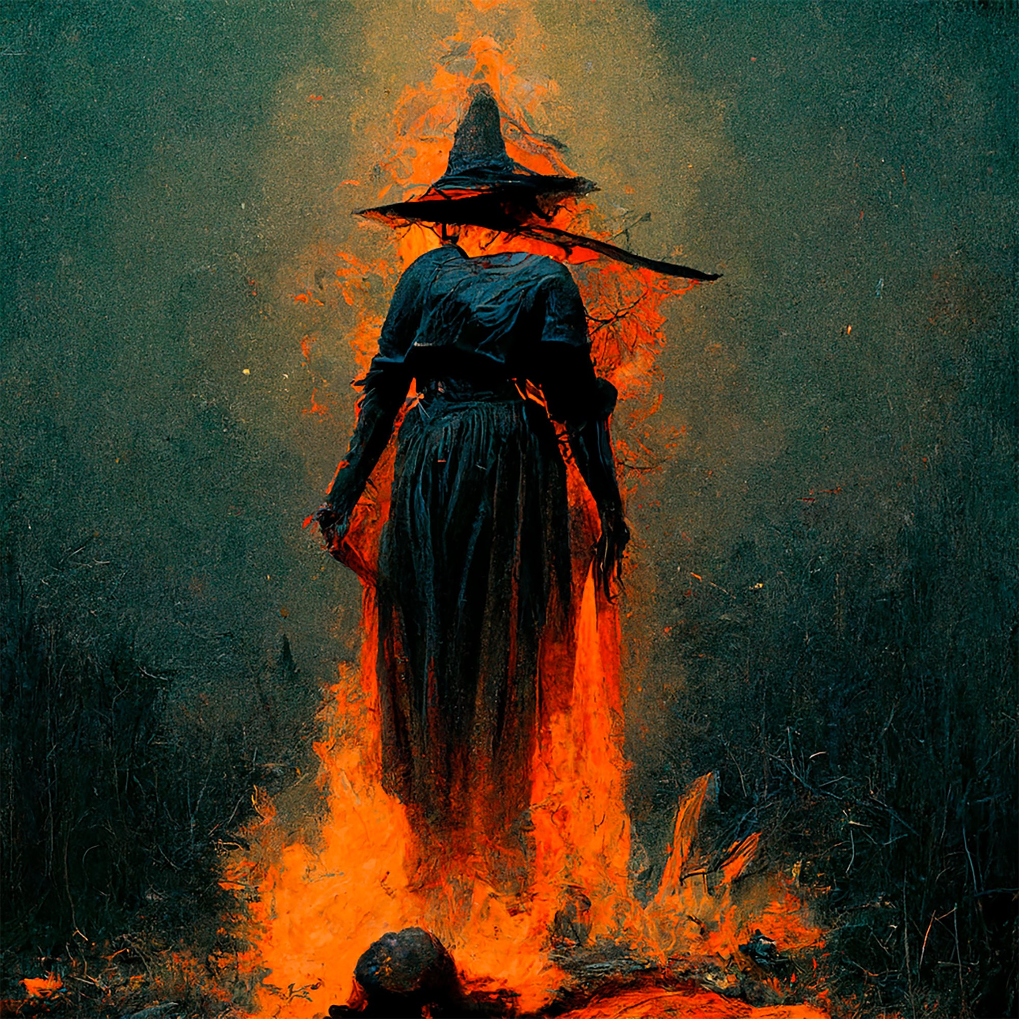 Witch burning at the stake art