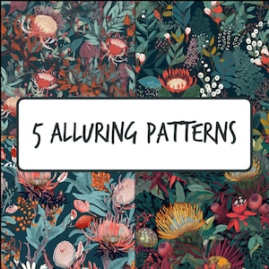 5 Australian Flora and Fauna Digital Seamless Patterns Featuring Plants and Wildlife-Perfect for Nature Lovers and Eco-Friendly Projects