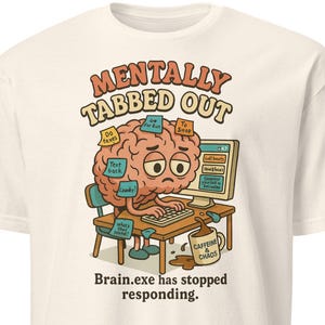 Maglietta grafica con il cervello dei cartoni animati mentalmente tabulato – Maglietta umoristica neurodivergente per adulti – Regalo divertente per la salute mentale ADHD – Estetica retrò