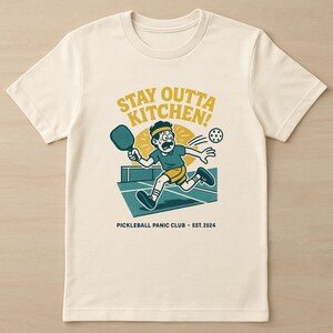 Funny Pickleball Shirt Retro, Stay Outta the Kitchen T-Shirt, Pickleball Pun Tee Gift, Vintage Pickleball Club Shirt for Players