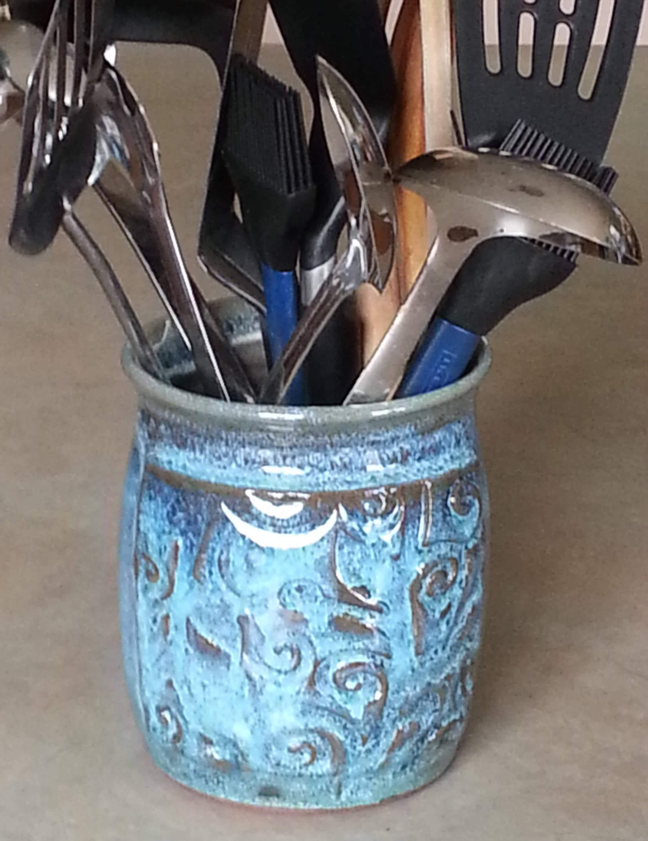 Blue Utensil Holders at Earl Park blog
