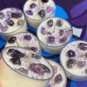 Enchanted Tea Lights-Amethyst Crystal Infused-Set of Six Unscented