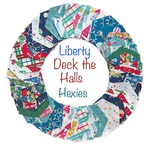 42 Precut hexagons Deck the Halls by Liberty Fabrics English Paper piecing