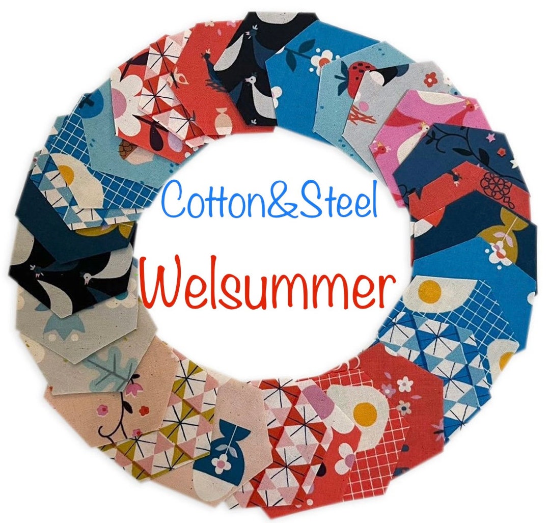 42 Precut Hexagons Welsummer Cotton and Steel Fabrics English Paper