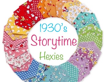 42 Precut hexagons 1930's Storytime Vintage for Riley Blake Fabrics English Paper piecing