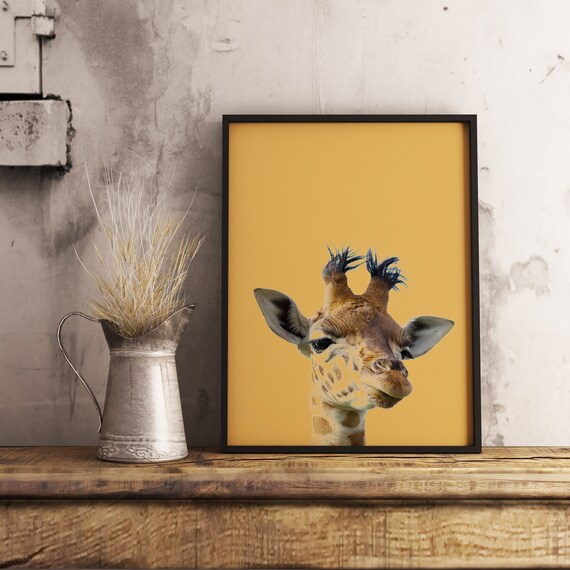 Giraffe Wall Art Print Funny Giraffe Print Giraffe Art Etsy