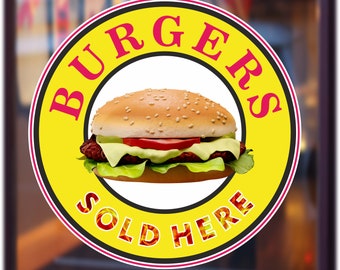 Burgers vendus ici STICKER Décalcomanie résistante aux intempéries sans bulles