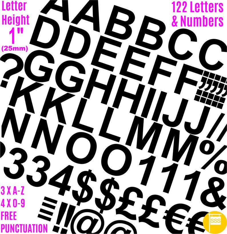 Pack of 122 X 12.5cm Self Adhesive Letters & Numbers Stickers Free