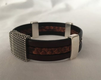 Bracciale avvolgente in pelle di serpente