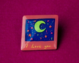 Love in the stars Polaroid | Handpainted Pin