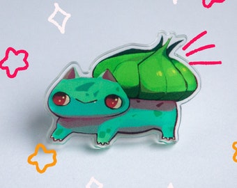 Bulbasaur Acrylic Pin | Pokemon Starter pin