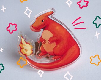 Charmeleon Acrylic Pin | Pokemon Starters Pin