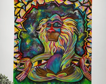 Meditating Rafiki Wall Tapestry